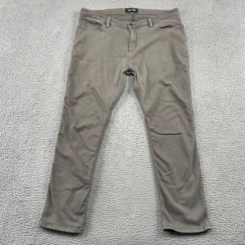DU/ER Pants Mens Gray No Sweat Relaxed Taper Performance Gusseted Crotch Chino